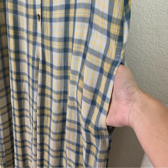 Urban outfitters women’s plaid button v neck jumpsuit pockets M - Picture 4 of 10